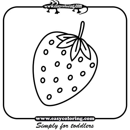 Free Coloring on Strawberry   Simple Fruits   Easy Coloring Pages For Toddlers