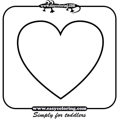 Free Coloring on Heart   Simple Shapes   Easy Coloring Pages For Toddlers